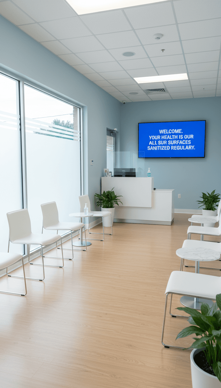 Clean medical clinic waiting room