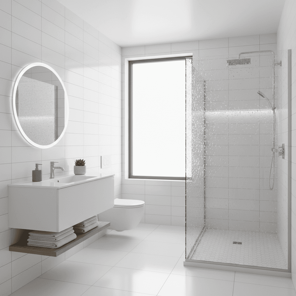 Sparkling bathroom shower after deep cleaning
