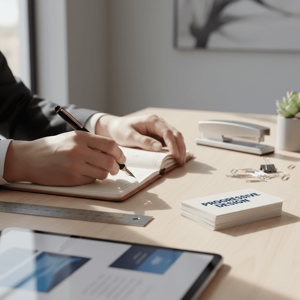 Microfiber cloth wiping a wooden office desk surface