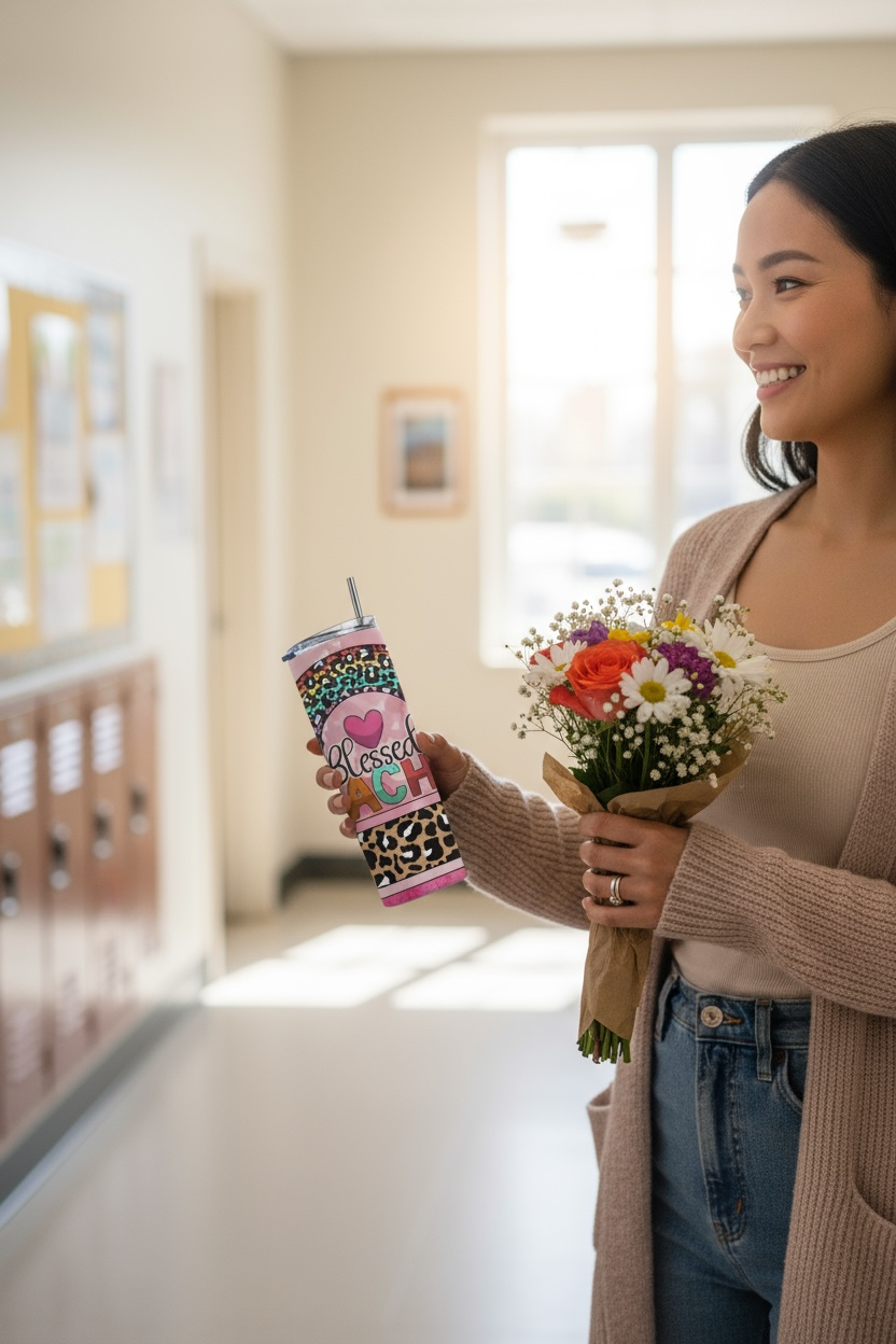 Blessed Teacher Leopard Rainbow Tumbler